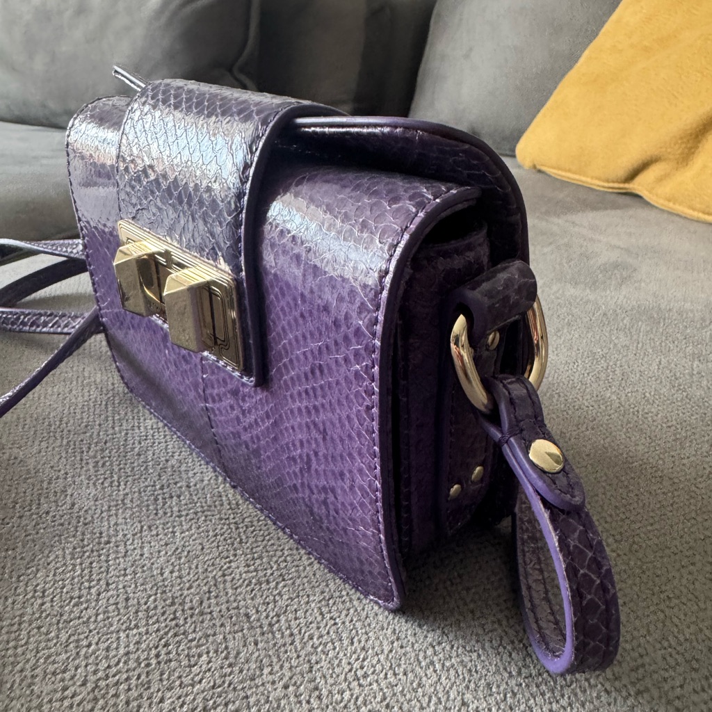 Rebecca Minkoff Purple Quilted Crossbody Bag With Gold Accents